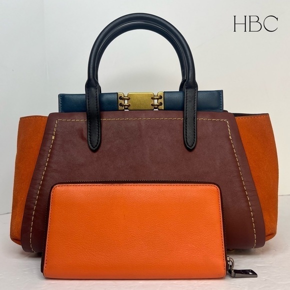 Coach Troupe Carryall in Colorblock F78545 Bag - Tan And Wallet Set - Picture 4 of 16